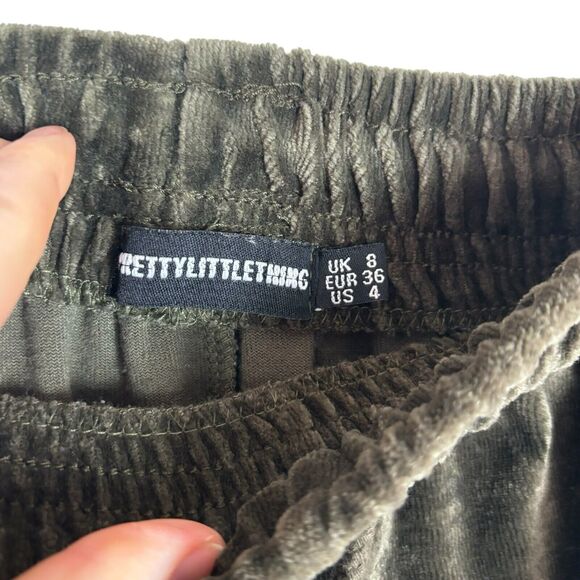 Pretty Little Thing Green Micro Corduroy Jogger Pants Women's 4 - Picture 5 of 7